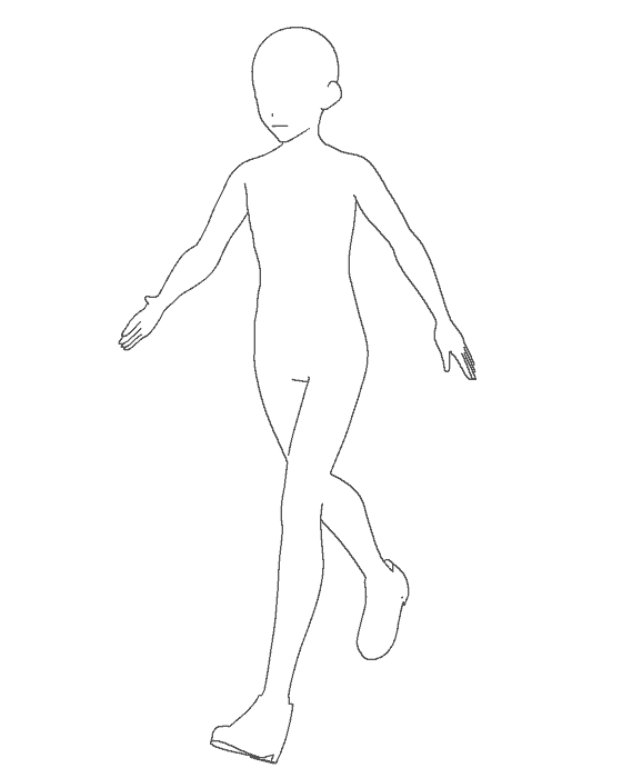 Line art of the same figure: clean black contour lines.